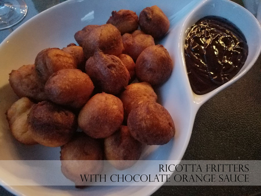 RICOTTA FRITTERS WITH CHOCOLATE ORANGE SAUCE